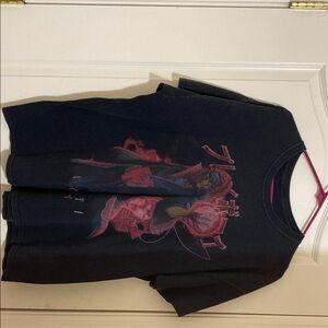 Black Graphic T-Shirt with Red Design